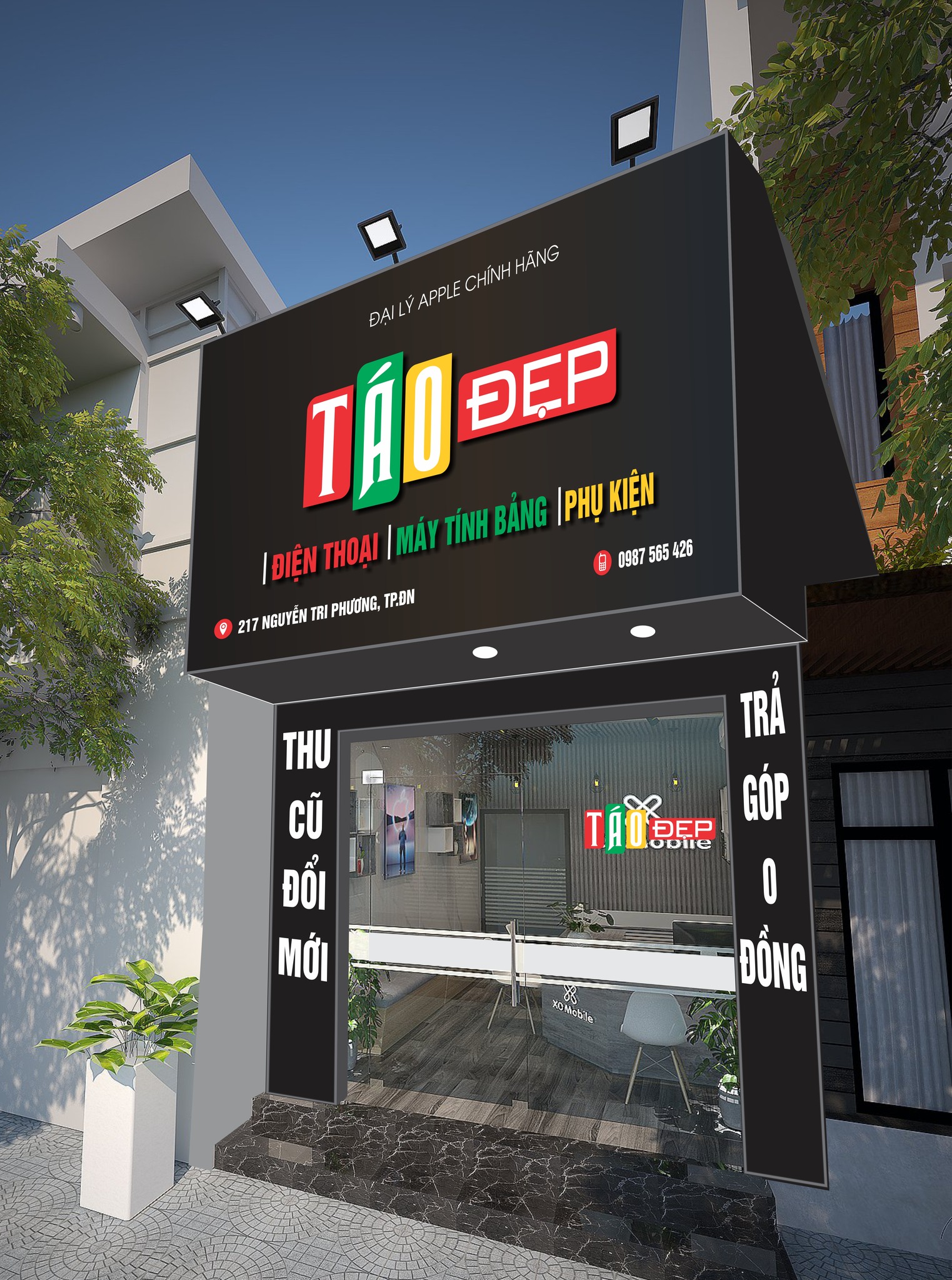 𝐂𝐨̂𝐧𝐠 𝐭𝐫𝐢̀𝐧𝐡 : Thiết kế, thi công mặt dựng & quảng cáo Cửa hàng TÁO ĐẸP